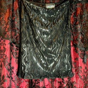 Reserved. Lip service metallic mesh flame midi skirt